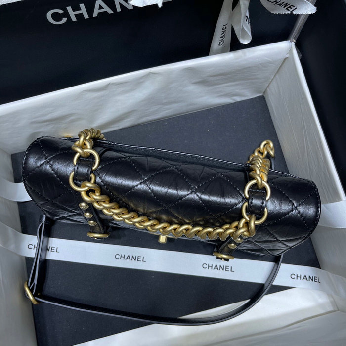 Chanel Aged Calfskin Flap Bag Black AS2696