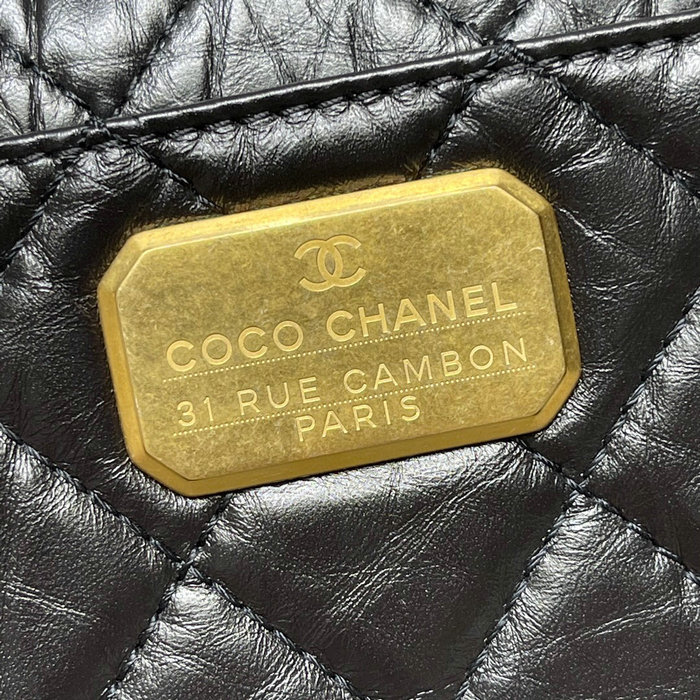 Chanel Aged Calfskin Flap Bag Black AS2696