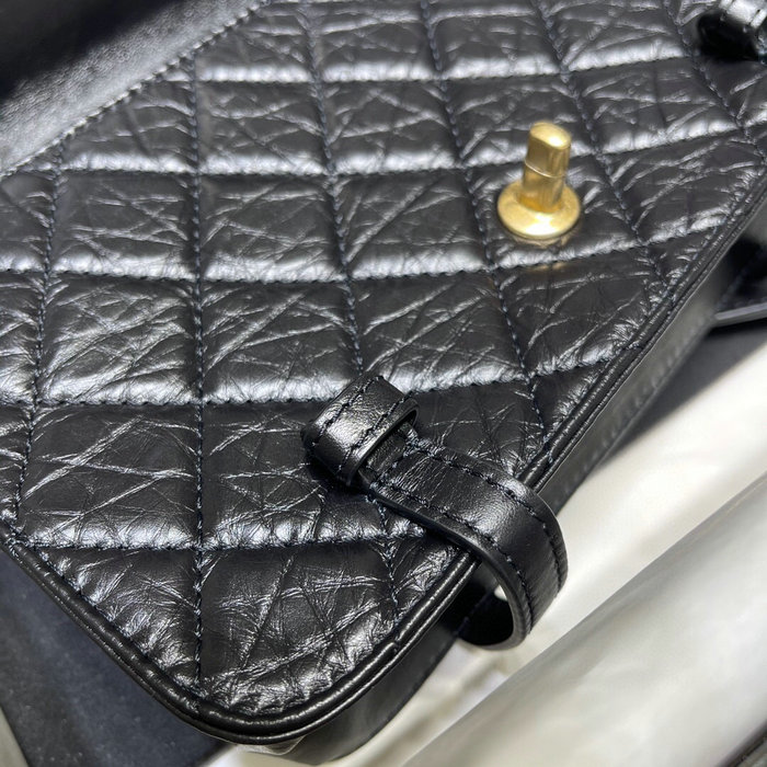Chanel Aged Calfskin Flap Bag Black AS2696