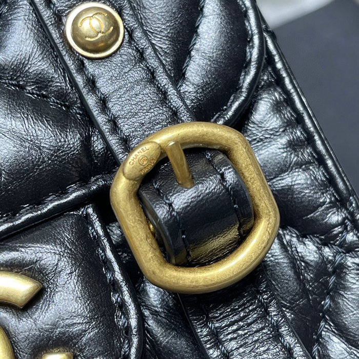 Chanel Aged Calfskin Mini Flap Bag Black AS2695