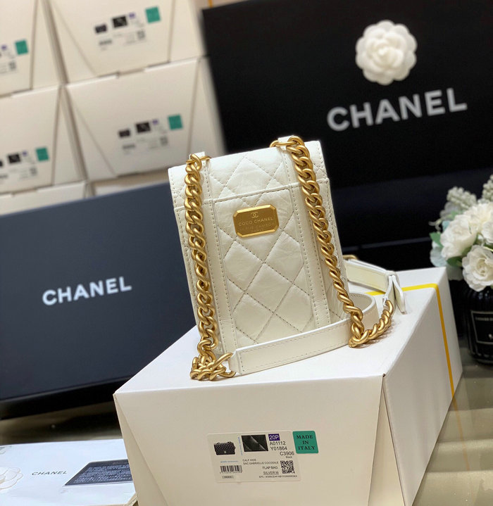 Chanel Aged Calfskin Mini Flap Bag White AS2695