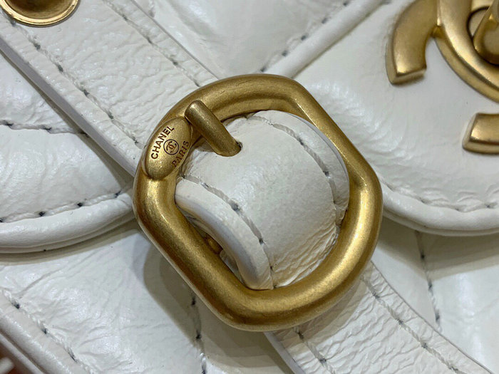 Chanel Aged Calfskin Mini Flap Bag White AS2695