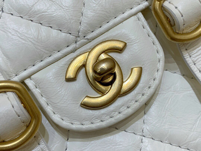 Chanel Aged Calfskin Mini Flap Bag White AS2695