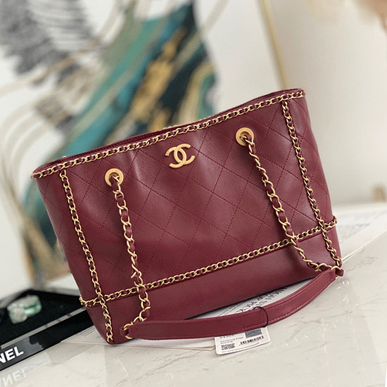 Chanel Calfskin Shopping Bag Red AS2761