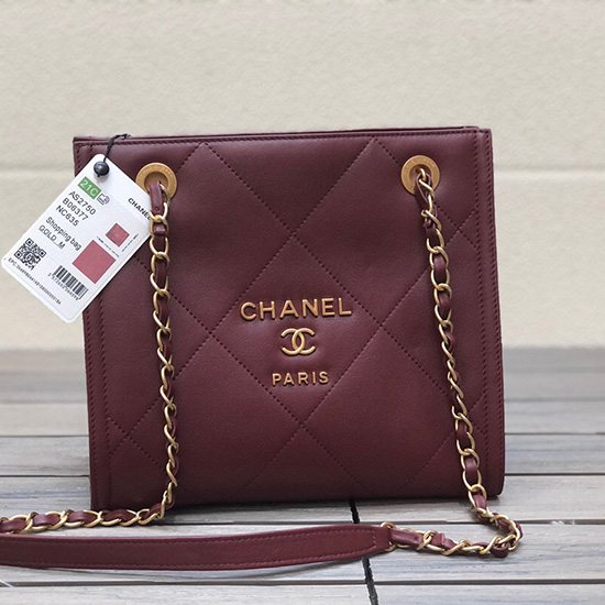Chanel Calfskin Small Shopping Bag Burgundy AS2750