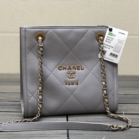 Chanel Calfskin Small Shopping Bag Grey AS2750