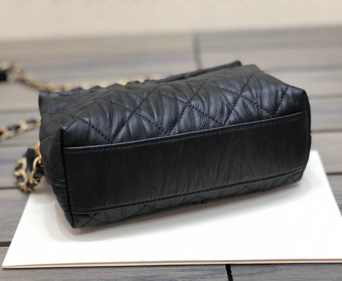 Chanel Crumpled Lambskin Small Hobo Bag Black AS2479