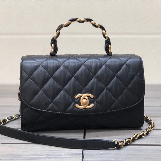 Chanel Flap Bag With Top Handle Black AS2478