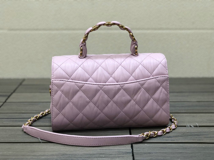 Chanel Flap Bag With Top Handle Pink AS2478
