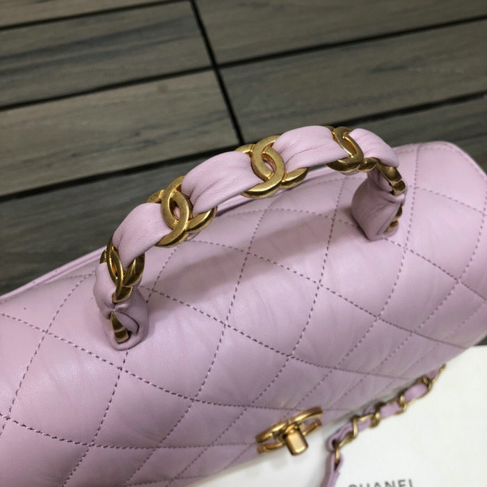 Chanel Flap Bag With Top Handle Pink AS2478