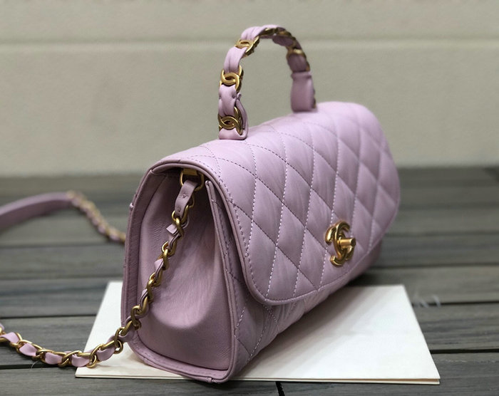 Chanel Flap Bag With Top Handle Pink AS2478