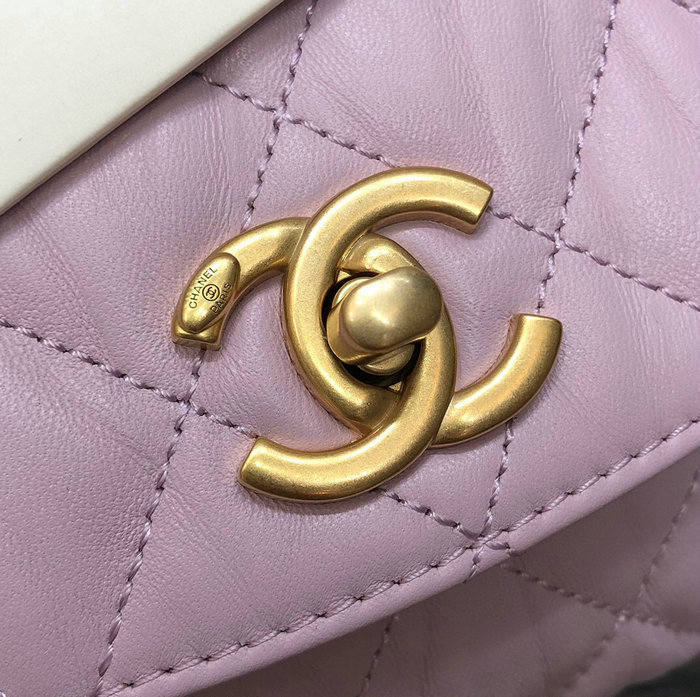 Chanel Flap Bag With Top Handle Pink AS2478