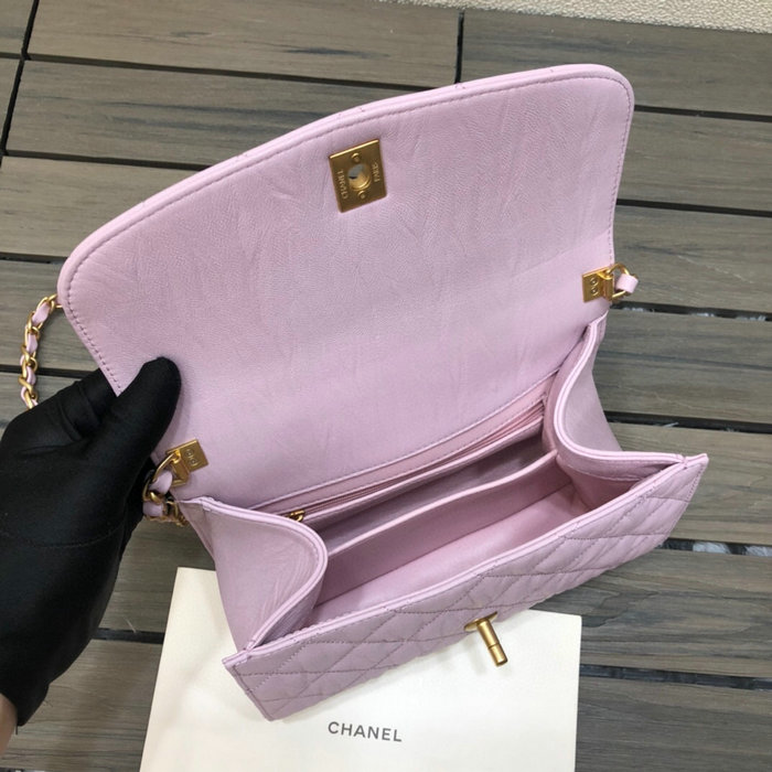 Chanel Flap Bag With Top Handle Pink AS2478