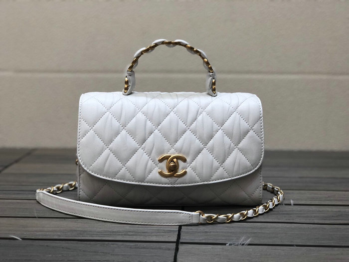 Chanel Flap Bag With Top Handle White AS2478