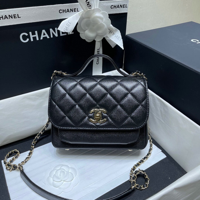 Chanel Grained Calfskin Flap Bag Black AS29912