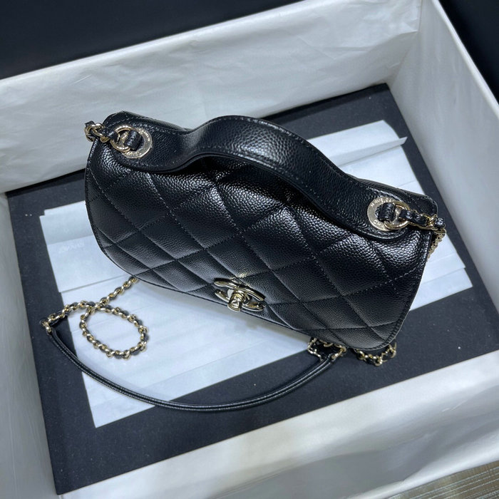 Chanel Grained Calfskin Flap Bag Black AS29912