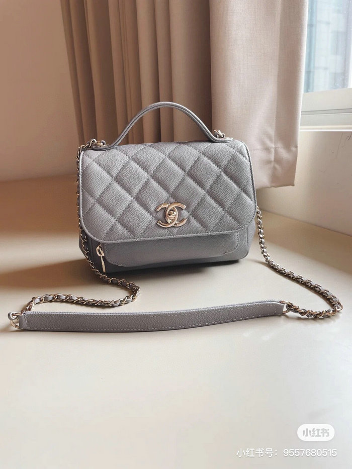 Chanel Grained Calfskin Flap Bag Grey AS29912