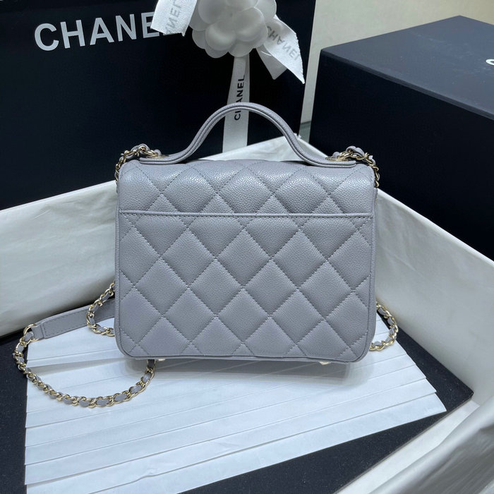 Chanel Grained Calfskin Flap Bag Grey AS29912