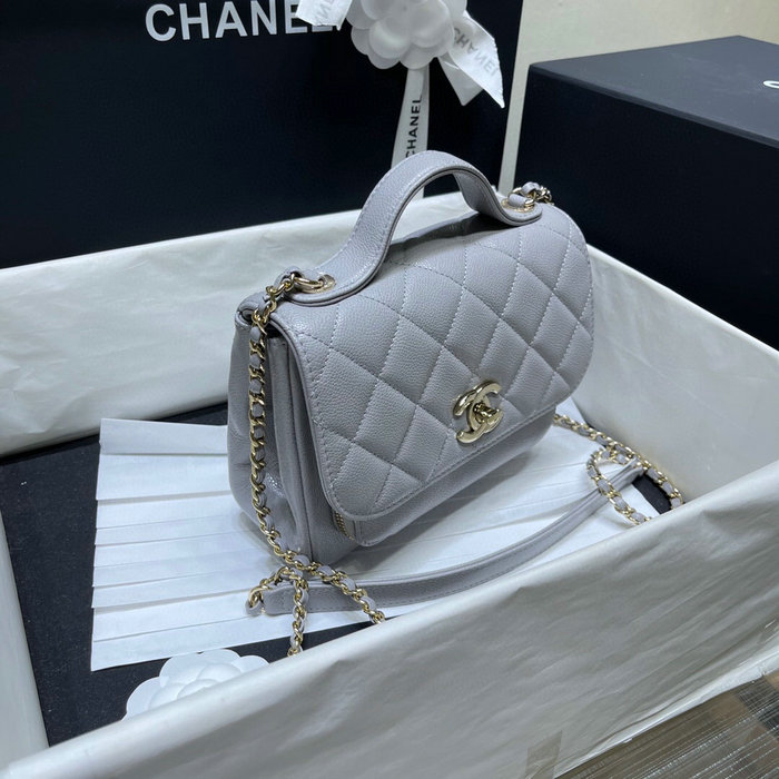 Chanel Grained Calfskin Flap Bag Grey AS29912