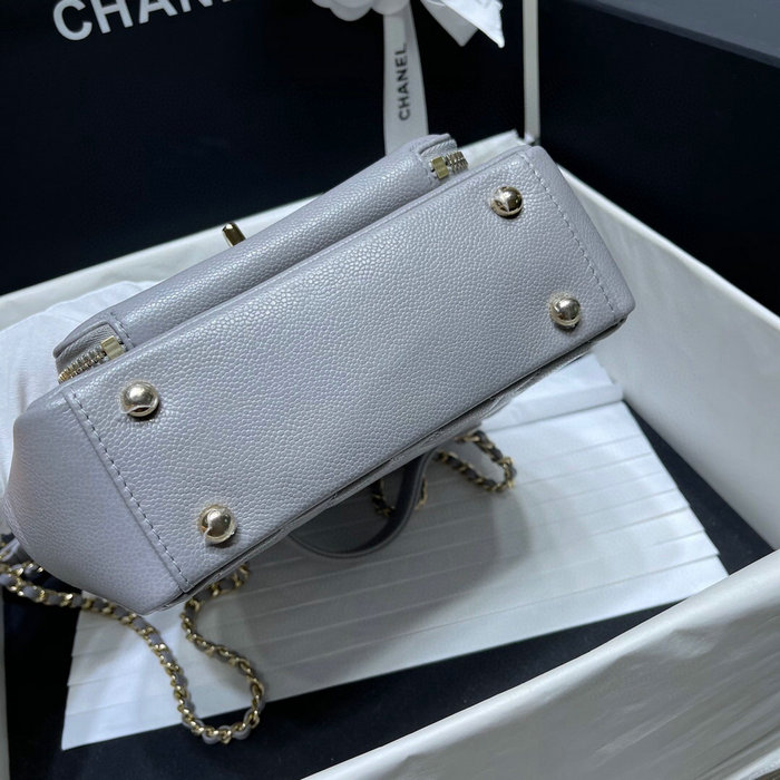 Chanel Grained Calfskin Flap Bag Grey AS29912