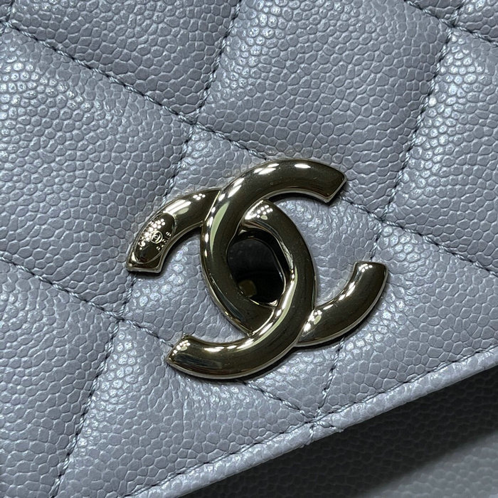 Chanel Grained Calfskin Flap Bag Grey AS29912