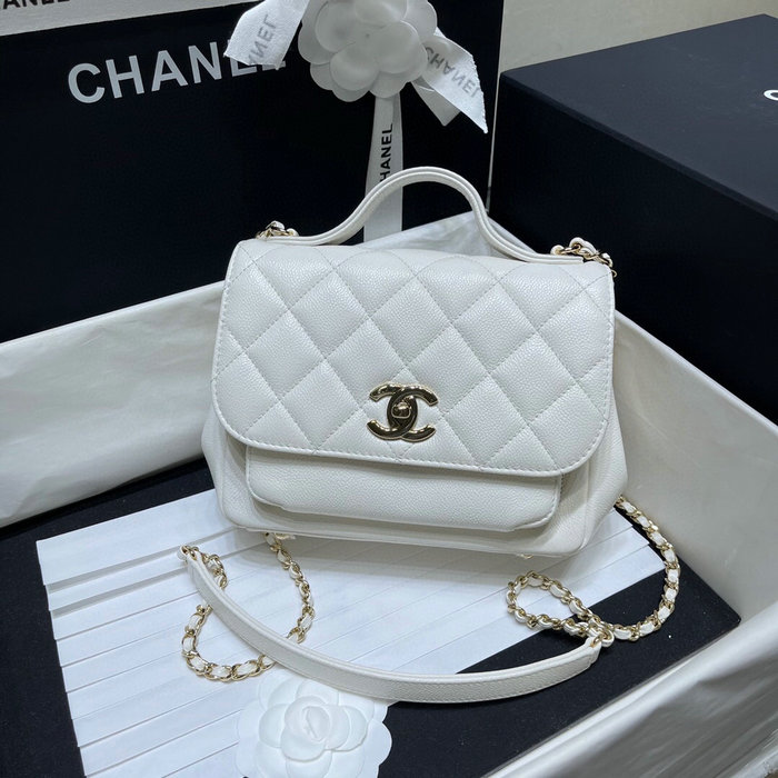 Chanel Grained Calfskin Flap Bag White AS29912