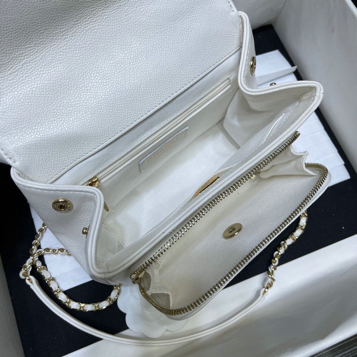 Chanel Grained Calfskin Flap Bag White AS29912