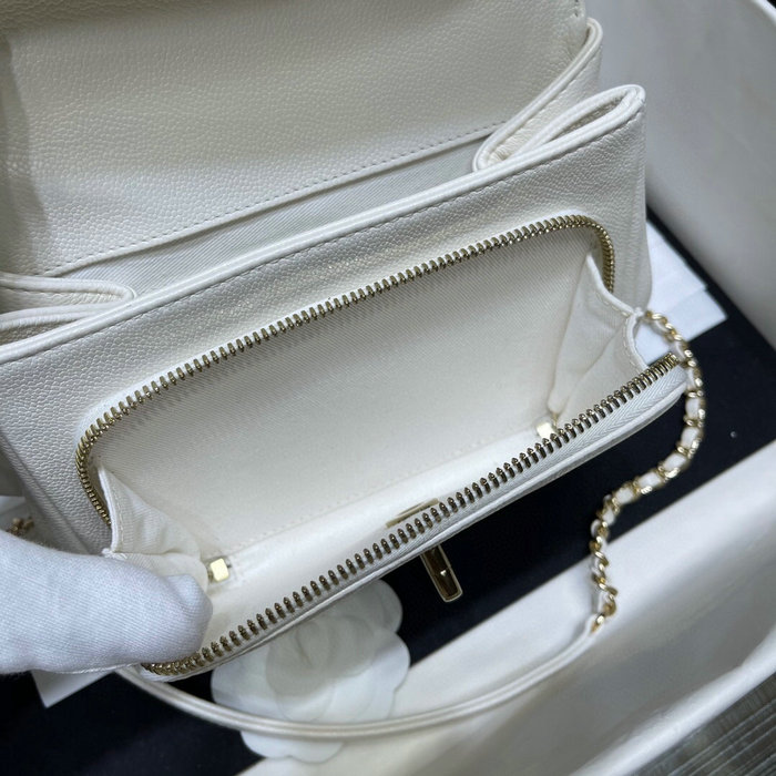 Chanel Grained Calfskin Flap Bag White AS29912