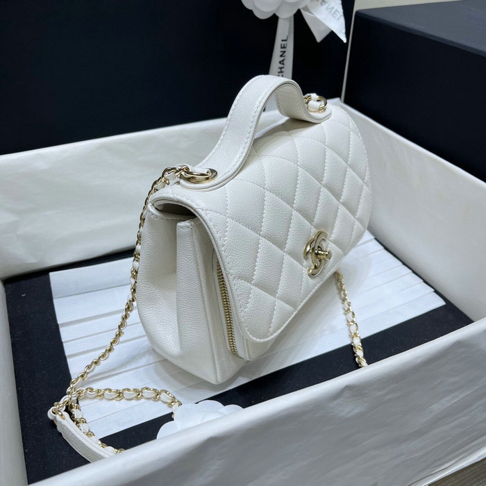 Chanel Grained Calfskin Flap Bag White AS29912