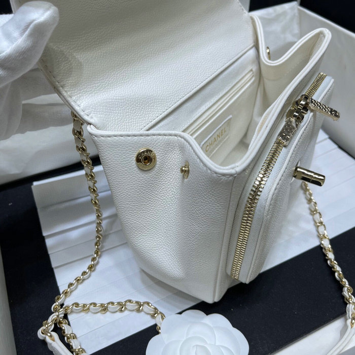Chanel Grained Calfskin Flap Bag White AS29912