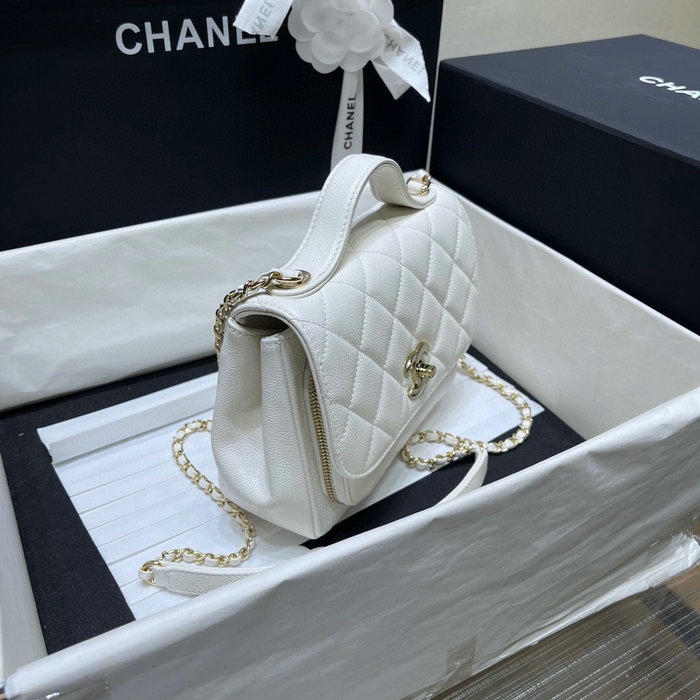 Chanel Grained Calfskin Flap Bag White AS29912