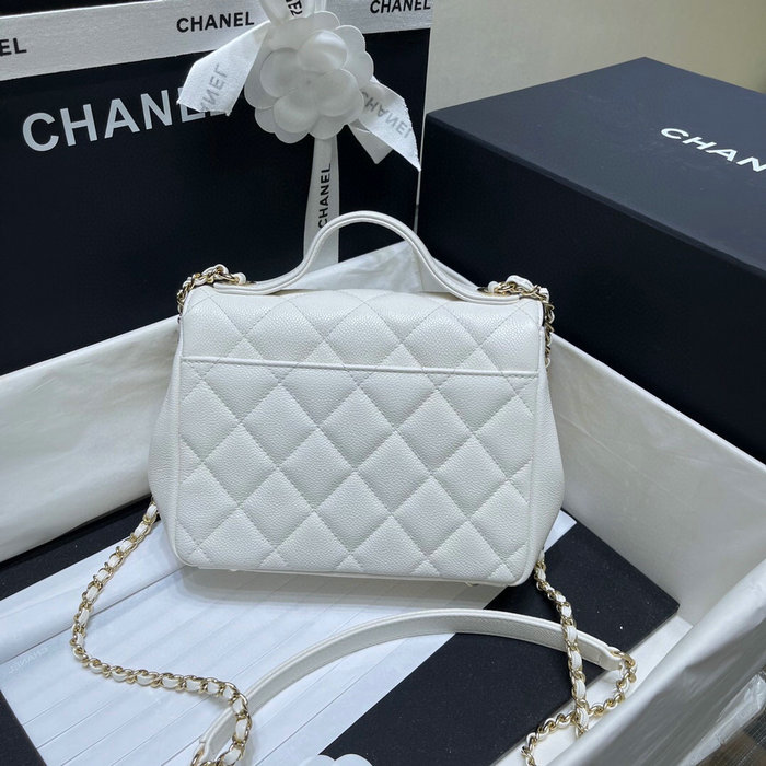 Chanel Grained Calfskin Flap Bag White AS29912