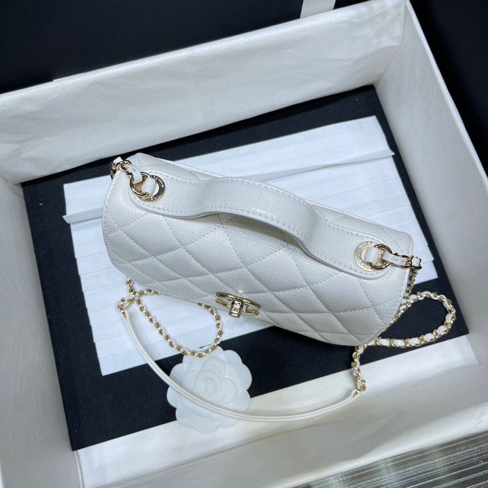 Chanel Grained Calfskin Flap Bag White AS29912