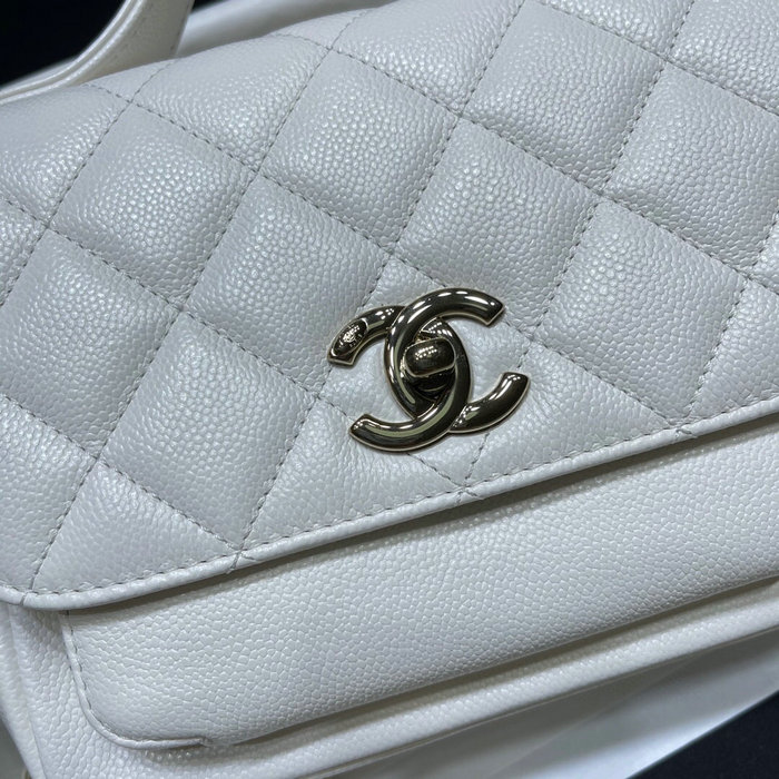 Chanel Grained Calfskin Flap Bag White AS29912