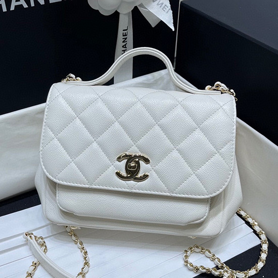 Chanel Grained Calfskin Flap Bag White AS29912