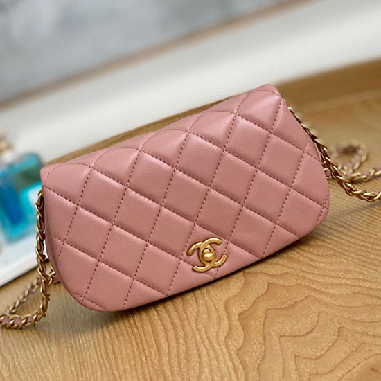 Chanel Lambskin Chain Wallet Pink AP2358