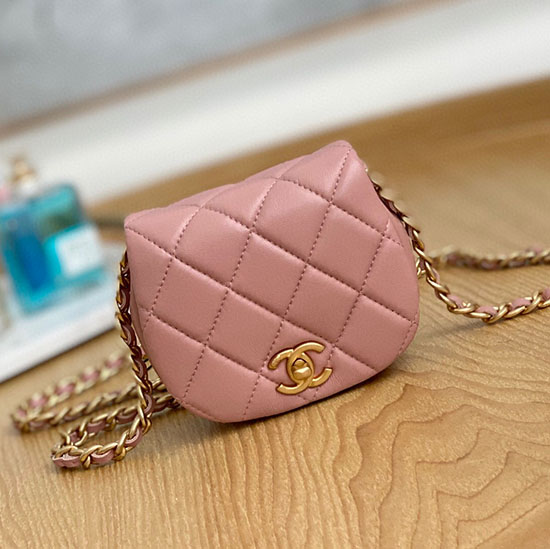 Chanel Lambskin Clutch with Chain Pink AP2344