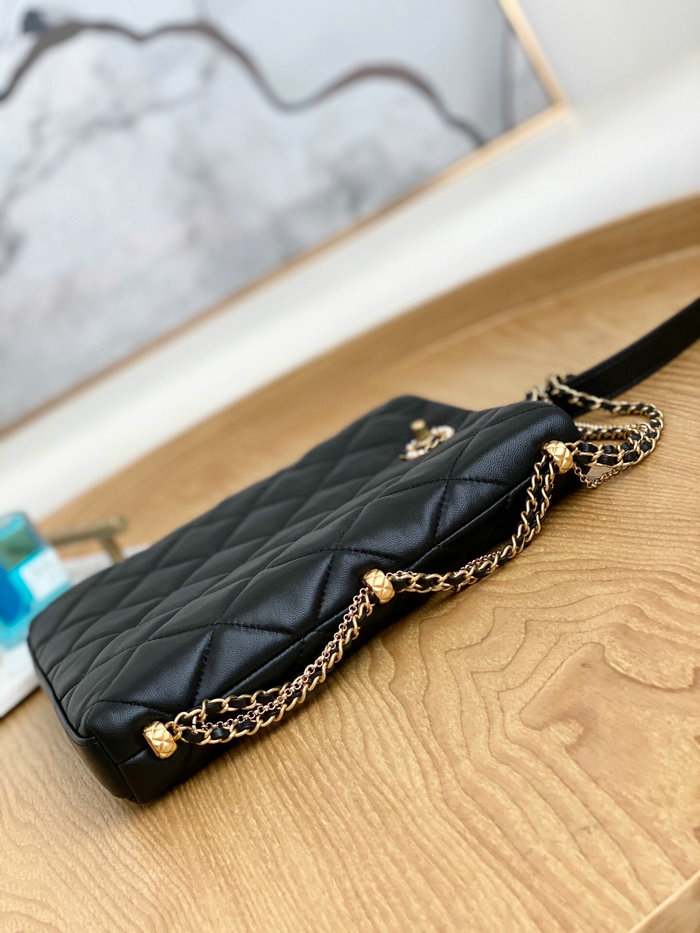 Chanel Lambskin Shoulder Bag Black AS2564