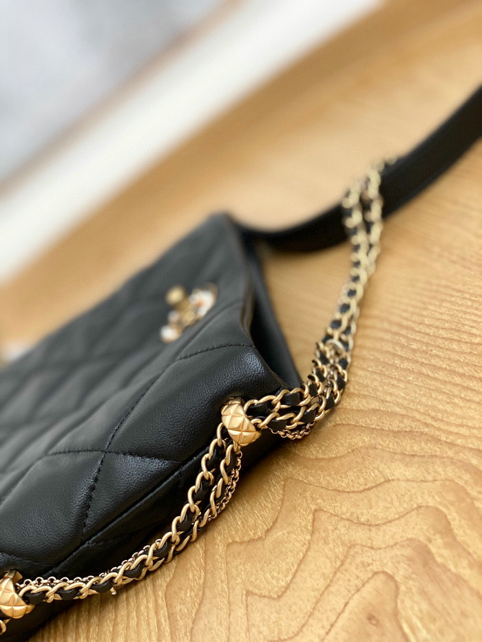 Chanel Lambskin Shoulder Bag Black AS2564