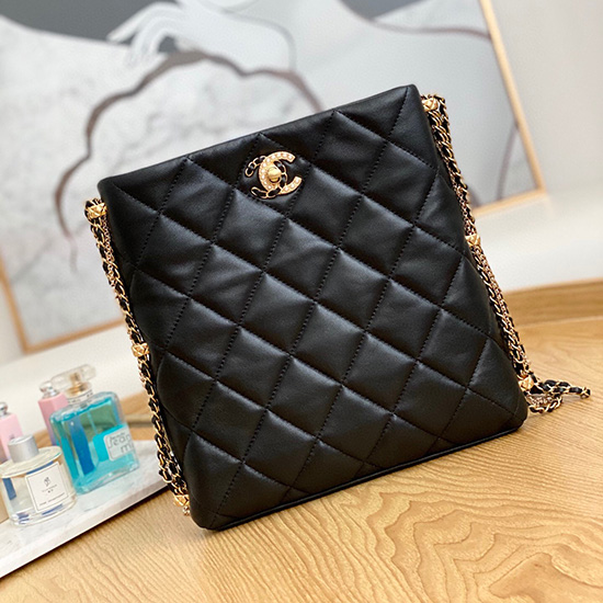 Chanel Lambskin Shoulder Bag Black AS2564