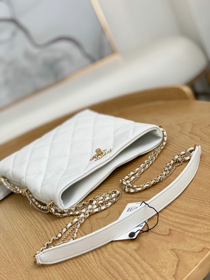 Chanel Lambskin Shoulder Bag White AS2564