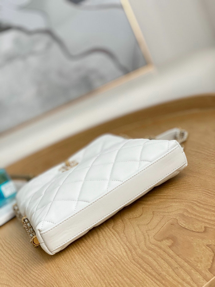Chanel Lambskin Shoulder Bag White AS2564