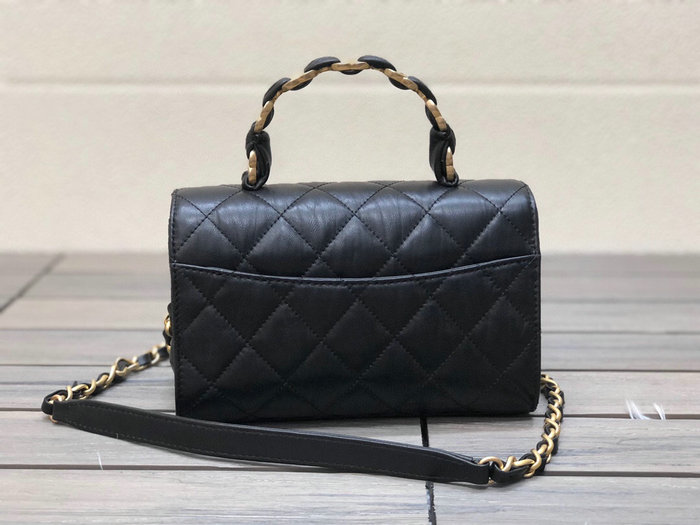 Chanel Mini Flap Bag With Top Handle Black AS2477