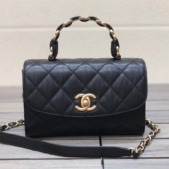 Chanel Mini Flap Bag With Top Handle Black AS2477