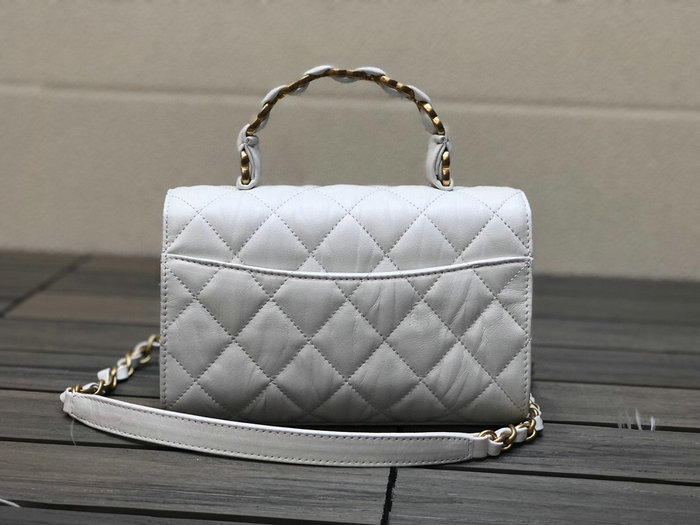 Chanel Mini Flap Bag With Top Handle White AS2477