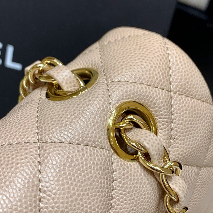 Classic Chanel Grained Calfskin Handbag Beige A01112