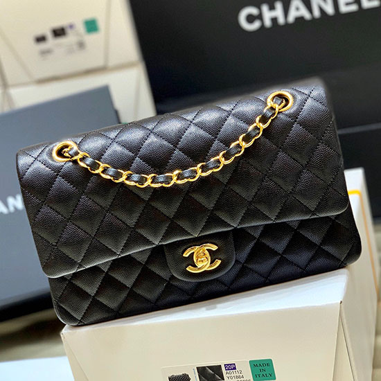 Classic Chanel Grained Calfskin Handbag Black A01112