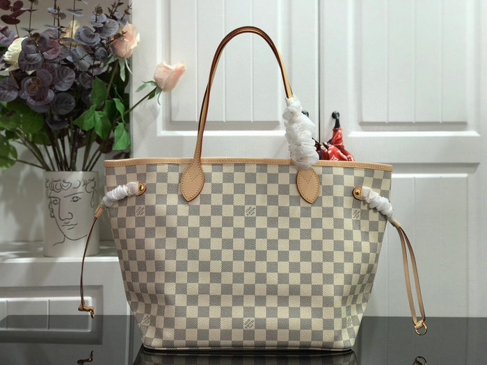 Louis Vuitton Damier Azur Canvas NEVERFULL MM Beige N41605