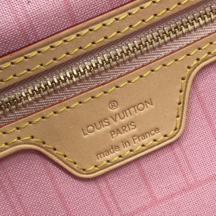 Louis Vuitton Damier Azur Canvas NEVERFULL MM Pink N41605