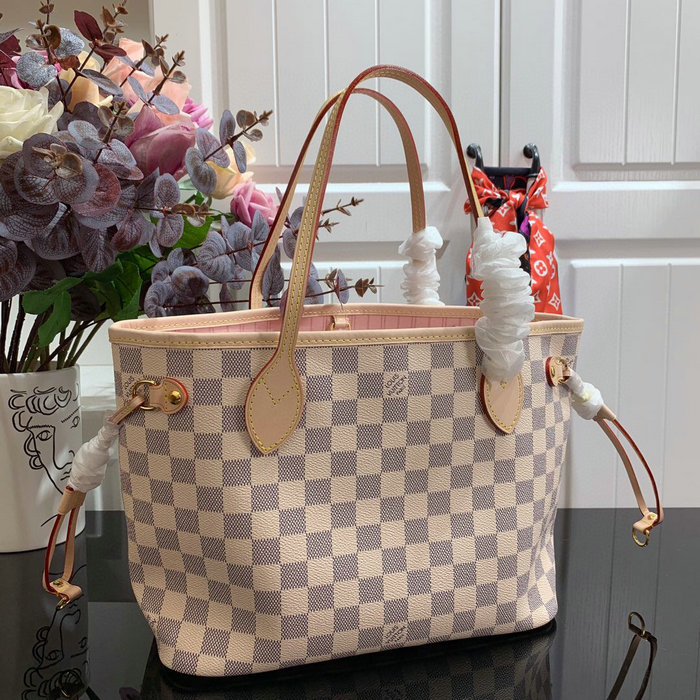 Louis Vuitton Damier Azur Canvas Neverfull PM Pink N41362